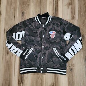Aape by Bathing Ape Button Snap Varsity Jacket Multi Camo Size XL